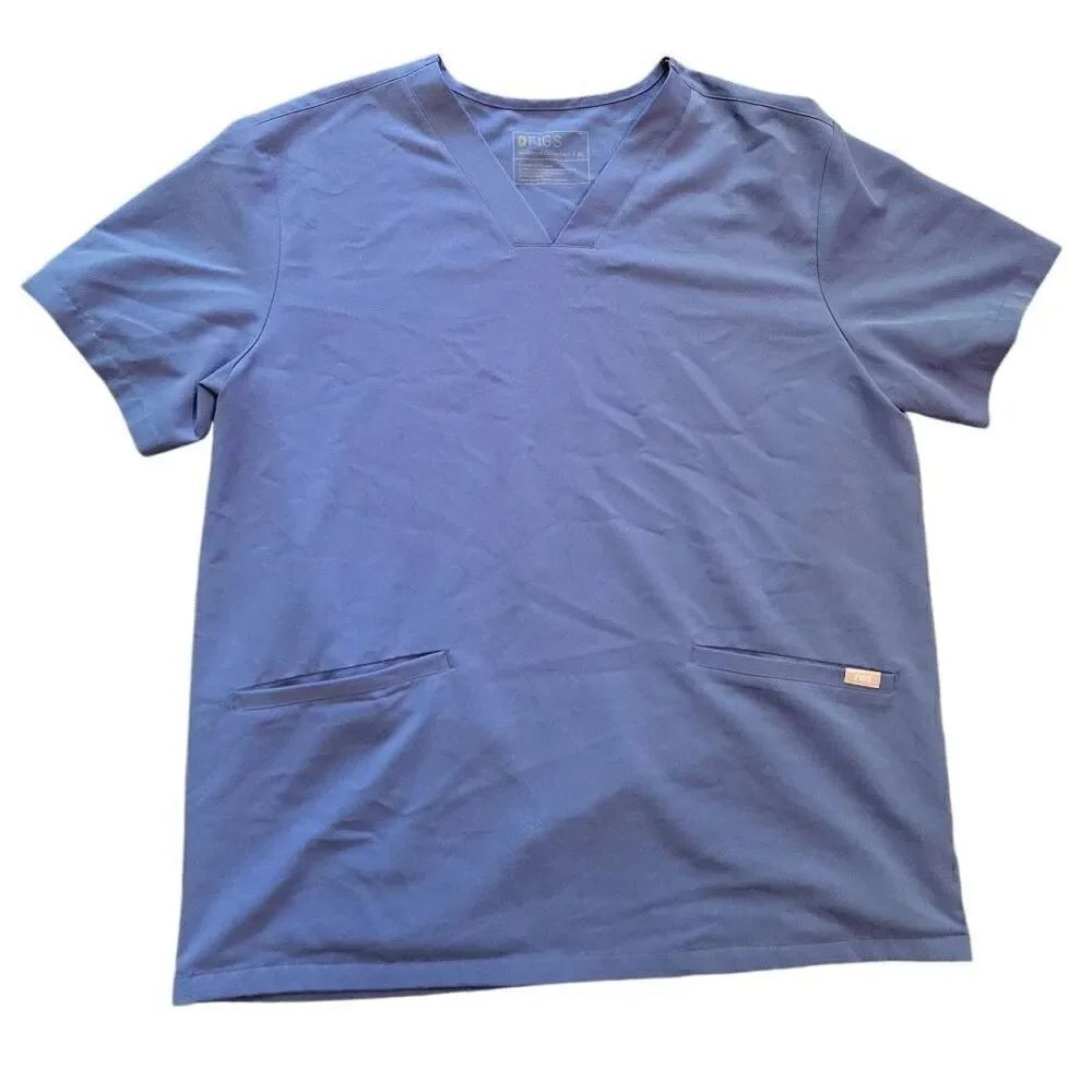 FIGS Casma Scrub Top Women's XL Blue Three Pocket Short Sleeve